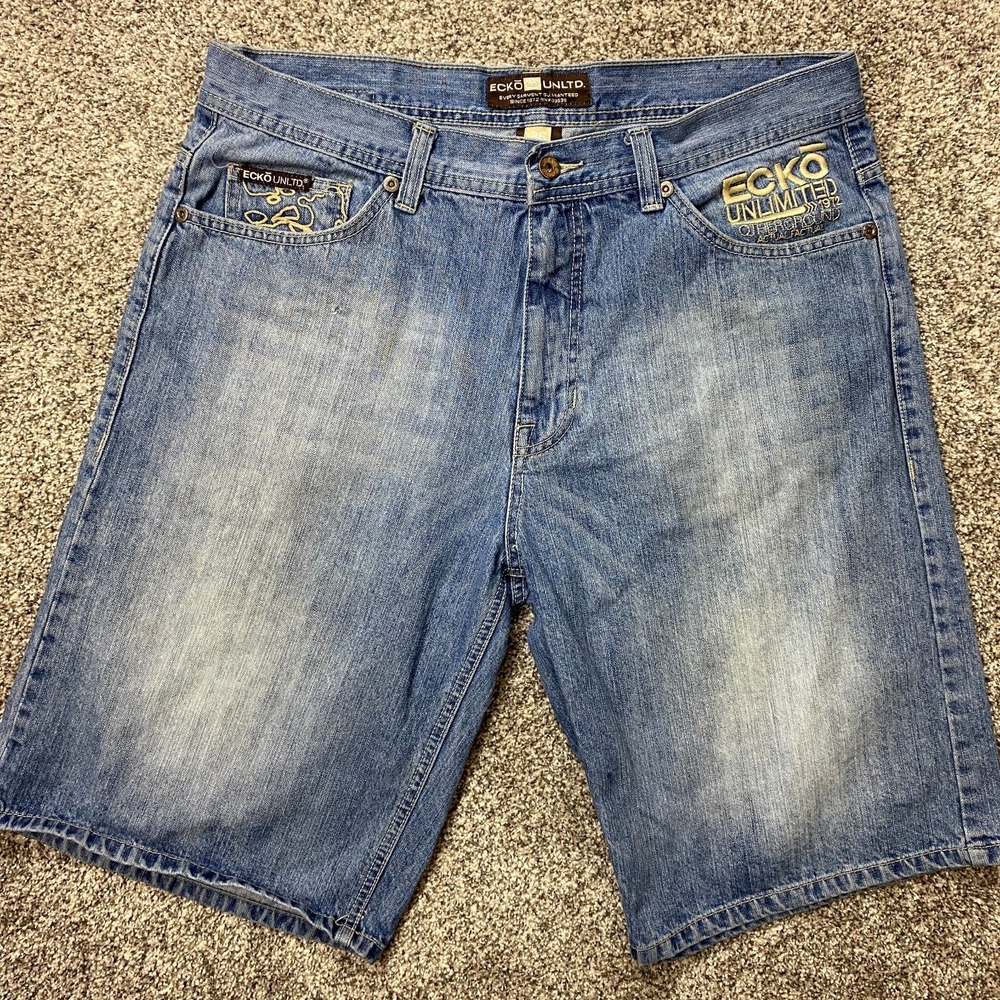 Ecko Unlimited Light Blue Denim Cargo Shorts